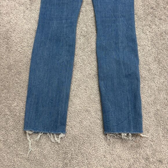 Zara High Waist Skinny Denim Jeans Womens 4 Sunrise Blue Distressed Hem 24x28 - Picture 8 of 15